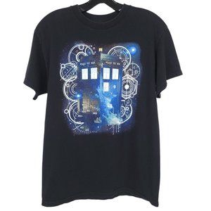 Dr Who Tardis T Shirt Sz M Police Call Box Phone Booth BBC Black Ripple Junction